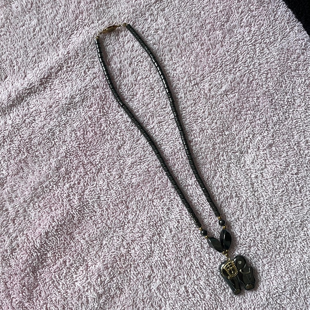 Hematite Elephant necklace  🐘